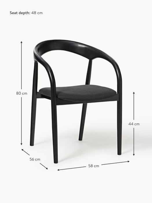 Ash Wood Dining Chair Camille with Seat Cushion