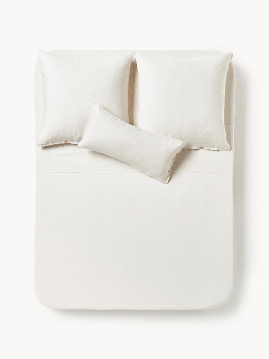 Rinna Washed Linen Bed Sheet with Fine Stripes