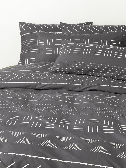 Cotton Percale Duvet Cover Kohana with Boho Pattern