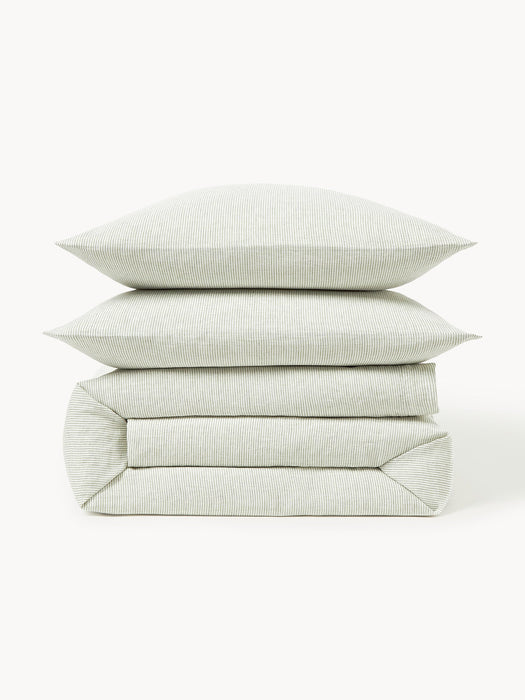 Rinna Washed Linen Duvet Cover with Fine Stripes