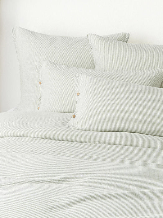 Rinna Washed Linen Duvet Cover with Fine Stripes