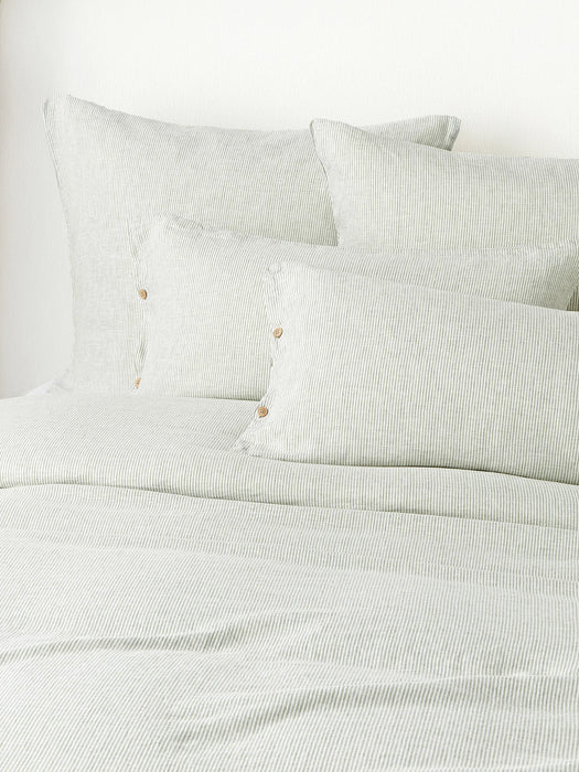 Washed Linen Duvet Cover Rinna with Fine Stripes