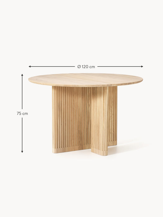 Round Oak Wood Dining Table Jolka 120 cm