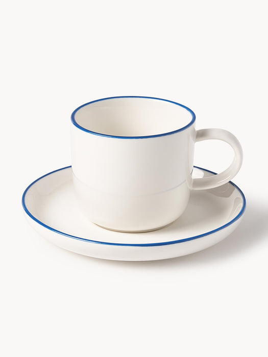 Porcelain Espresso Cups Facile with Saucers Set of 2