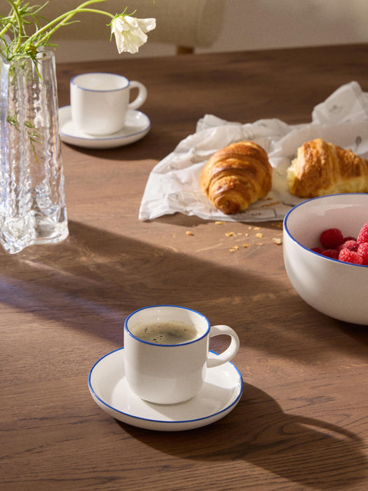 Porcelain Espresso Cups Facile with Saucers Set of 2