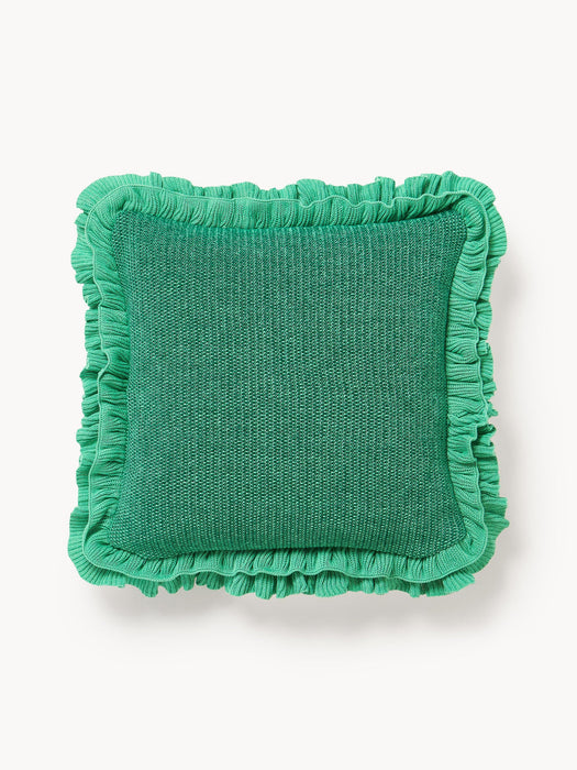 Pansy Knitted Cushion Cover with Ruffles