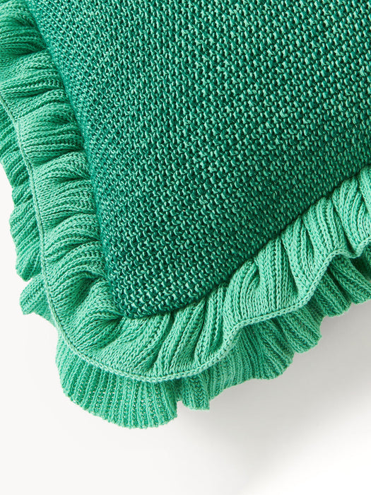 Pansy Knitted Cushion Cover with Ruffles