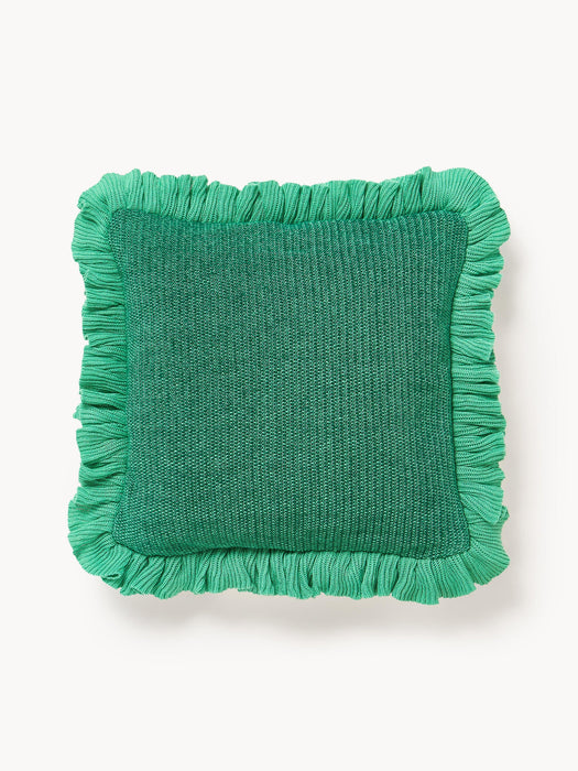 Pansy Knitted Cushion Cover with Ruffles