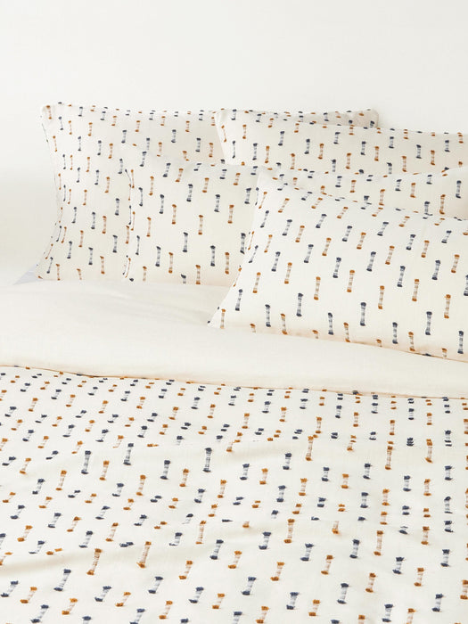 Cotton Duvet Cover Lenja with Tufted Fringes