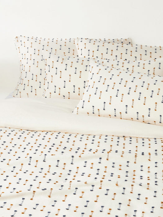 Cotton Duvet Cover Lenja with Tufted Fringes