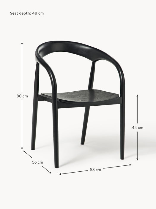 Ash Wood Dining Chair Camille with Armrests