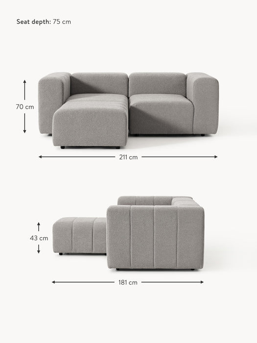 Boucl Modular Sofa Lena 2-seater with Ottoman leftright