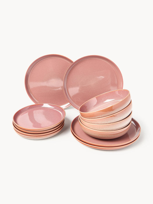 Havana Reactive Glaze Tableware Set, 4 people, Set of 12