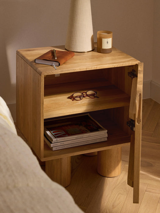 Oak Wood Bedside Table Cadi