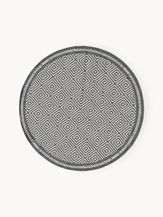 Reddy Round Reversible Indoor & Outdoor Rug with Diamond Pattern