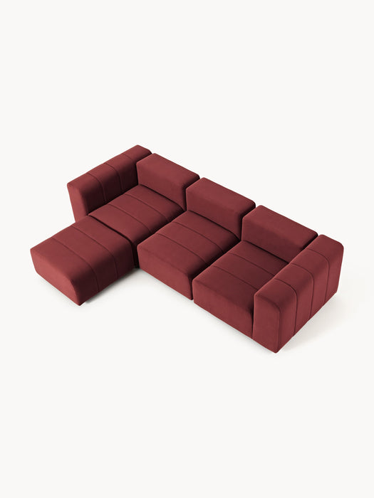 Modular Velvet Sofa Lena 4-seater with Ottoman leftright