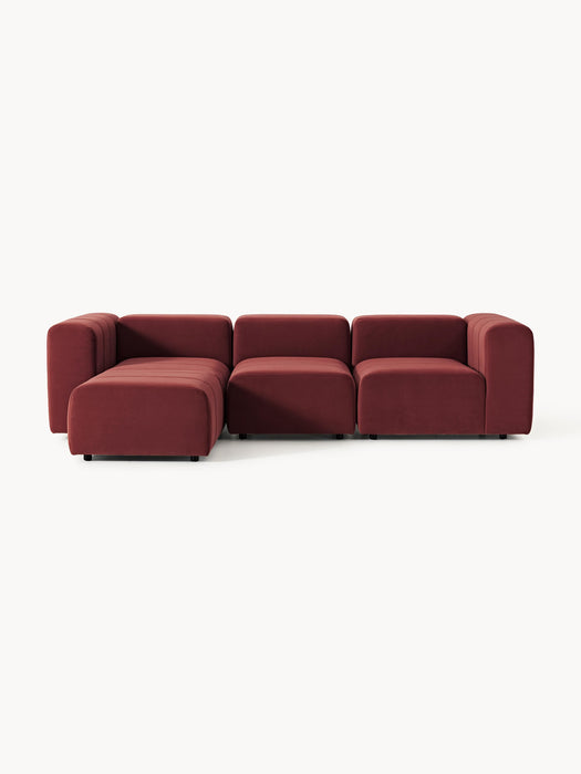 Modular Velvet Sofa Lena 4-seater with Ottoman leftright