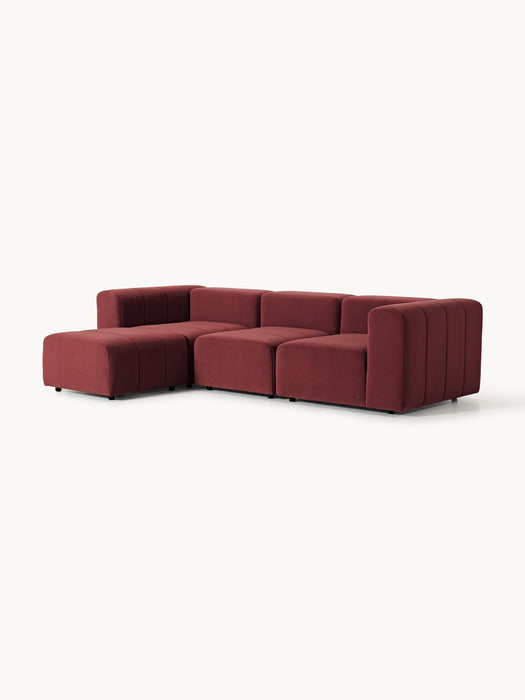 Modular Velvet Sofa Lena 4-seater with Ottoman leftright