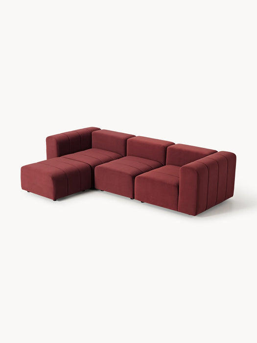 Lena Modular Velvet Sofa (4-seater) with Ottoman (left/right)