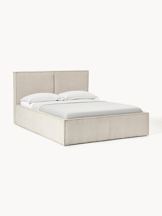 Upholstered Corduroy Bed Dream with Storage Space