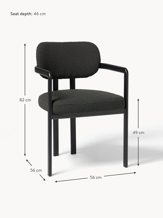 Upholstered Boucl Dining Chair Adrien with Armrests