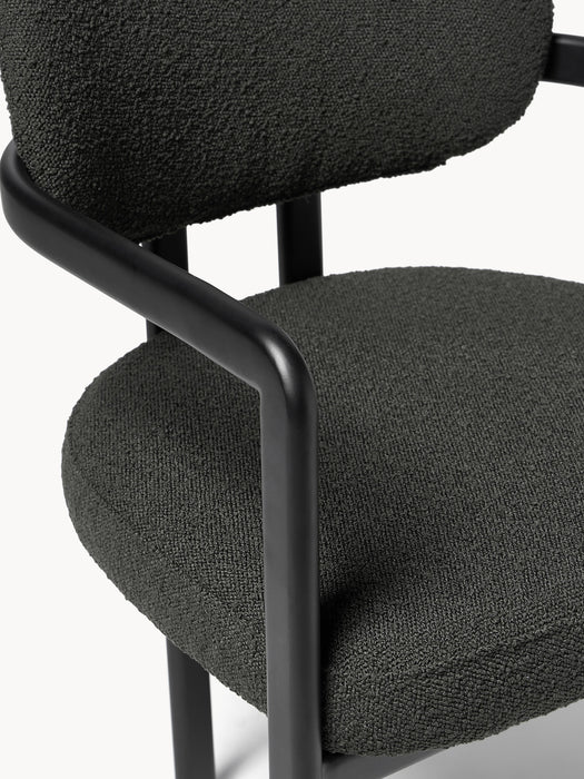 Upholstered Boucl Dining Chair Adrien with Armrests