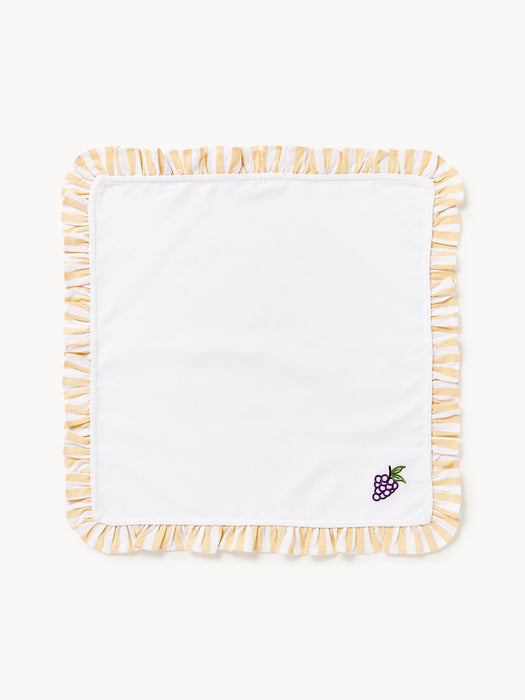 Melony Cloth Napkins with Embroidered Motifs and Ruffles, Set of 4