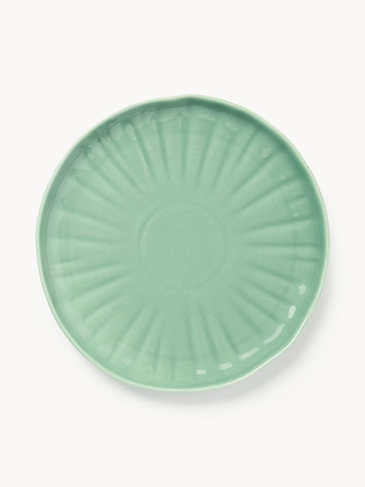 Porcelain Dinner Plates Sali with Embossed Pattern Set of 4