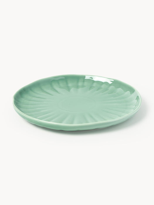 Porcelain Dinner Plates Sali with Embossed Pattern Set of 4