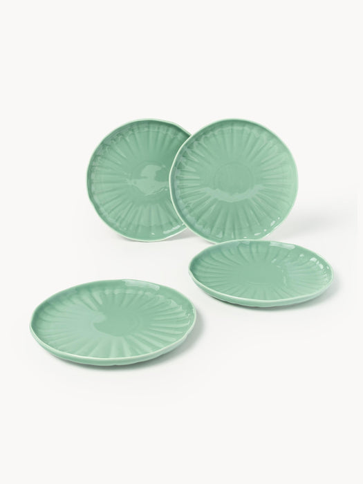 Porcelain Dinner Plates Sali with Embossed Pattern Set of 4