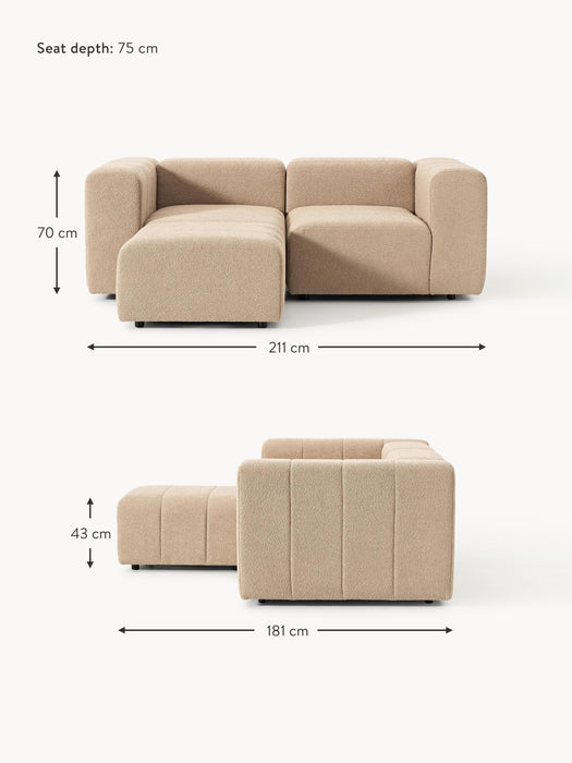 Boucl Modular Sofa Lena 2-seater with Ottoman leftright
