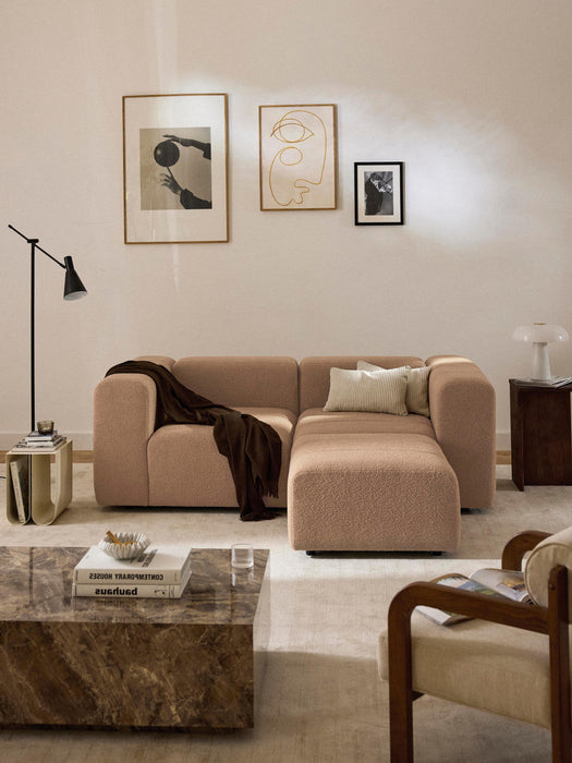 Boucl Modular Sofa Lena 2-seater with Ottoman leftright