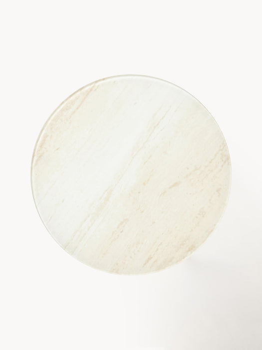 Antigua Round Side Table with Marble Effect Glass Top