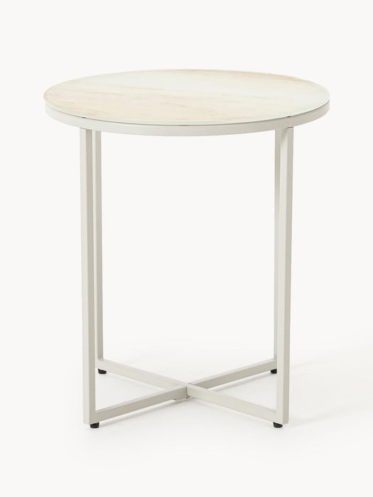 Antigua Round Side Table with Marble Effect Glass Top