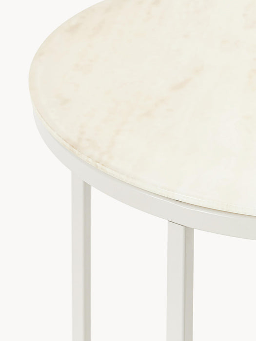 Antigua Round Side Table with Marble Effect Glass Top