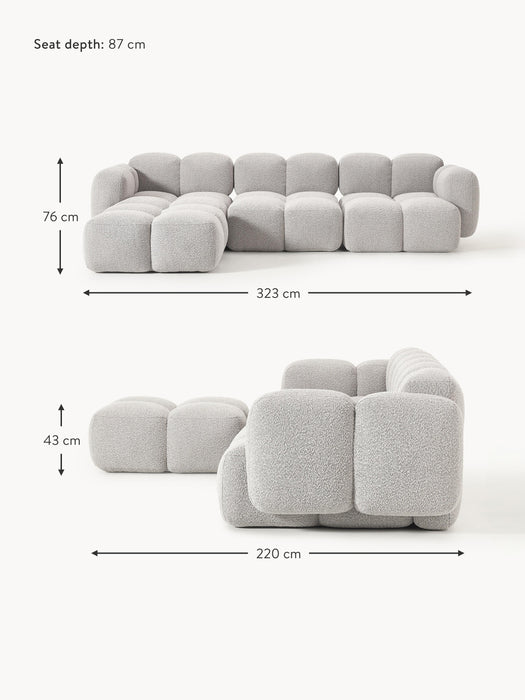 Boucl Modular Sofa Tayla 4-seater with Ottoman leftright