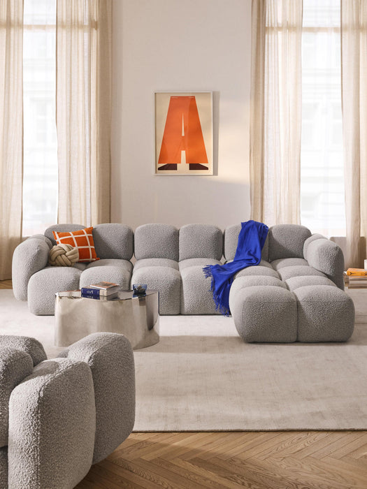 Tayla Bouclé Modular Sofa (4-seater) with Ottoman (left/right)