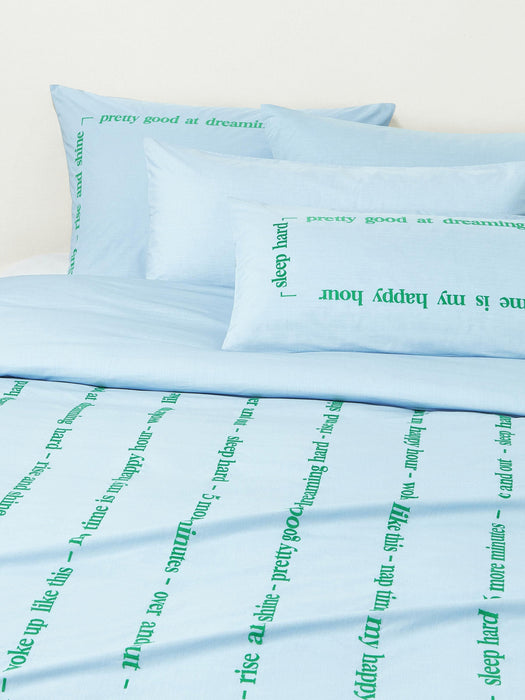 Cotton Percale Duvet Cover Roya with Embroidered Lettering