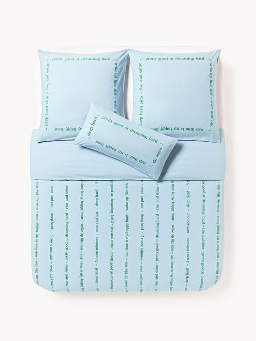 Cotton Percale Duvet Cover Roya with Embroidered Lettering