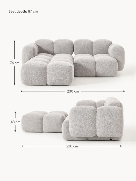 Boucl Modular Sofa Tayla 2-seater with Ottoman leftright
