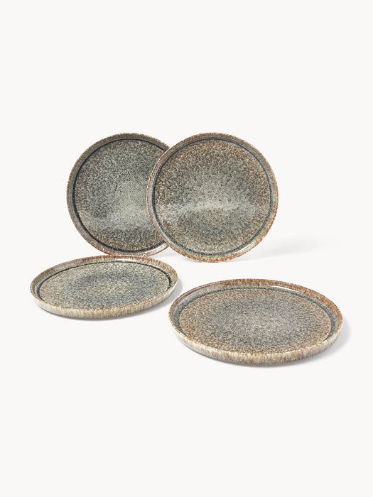 Danza Handmade Dinner Plates with Reactive Glaze, Set of 4