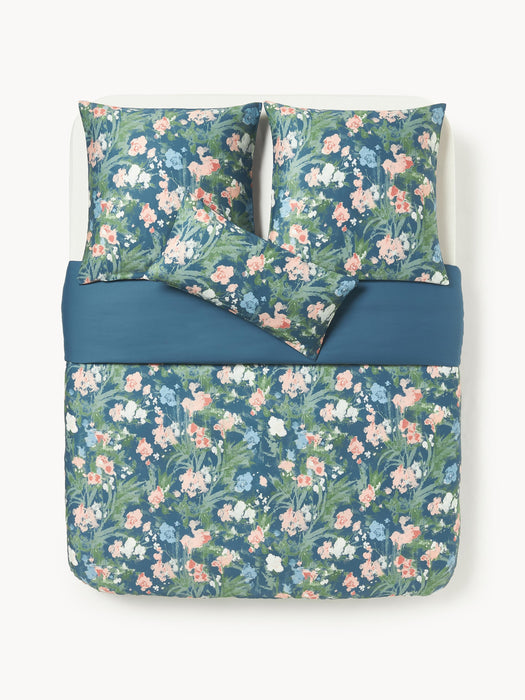 Cotton Sateen Duvet Cover Anthea with Floral Pattern