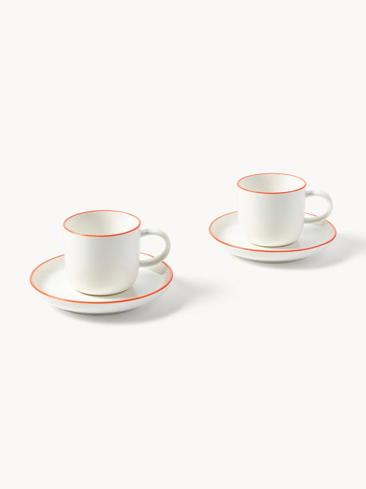 Porcelain Espresso Cups Facile with Saucers Set of 2