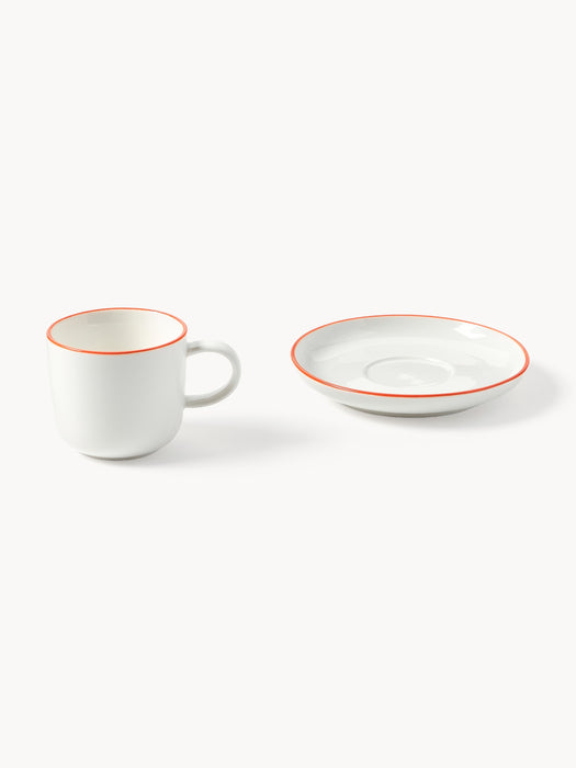 Porcelain Espresso Cups Facile with Saucers Set of 2