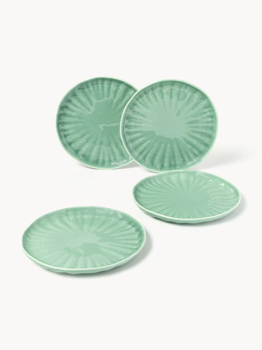 Porcelain Breakfast Plates Sali with Embossed Pattern Set of 4
