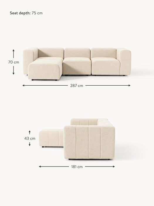 Boucl Modular Sofa Lena 4-seater with Ottoman leftright