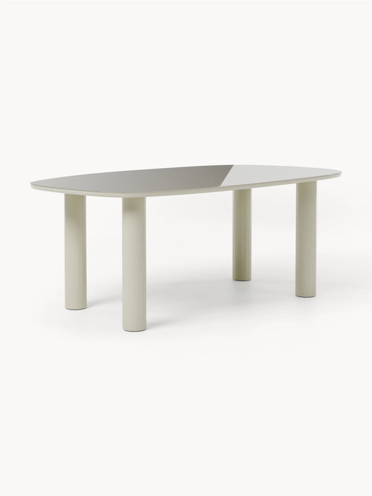 Beni Organic Dining Table with Glass Top, 200 x 110 cm