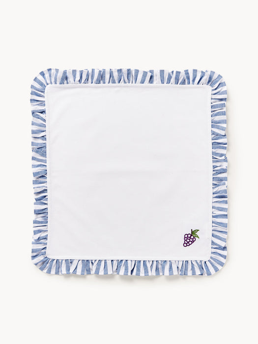 Melony Cloth Napkins with Embroidered Motifs and Ruffles, Set of 4
