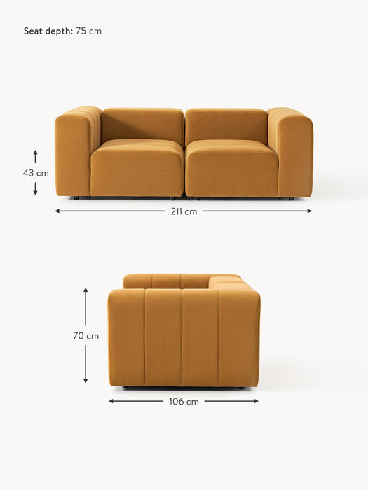 Modular Velvet Sofa Lena 2-seater
