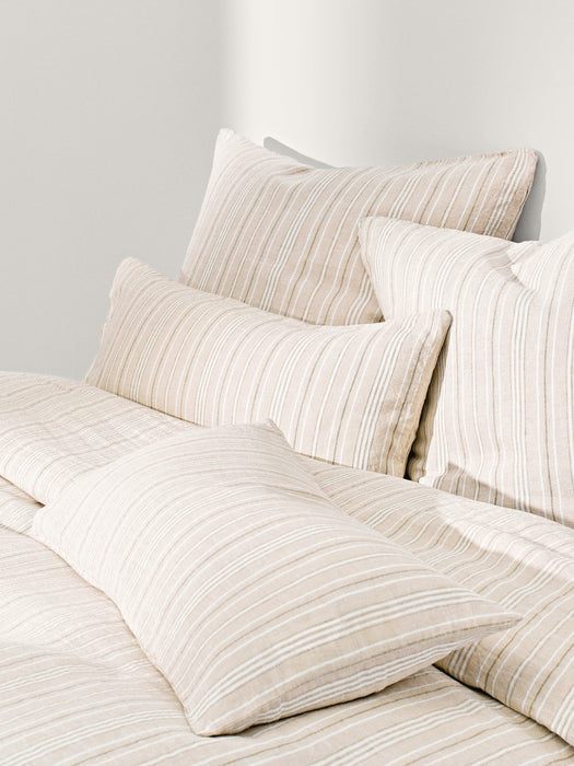 Washed Linen Duvet Cover Telma with Stripes